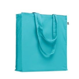 Boodschappentas 38 x 9 x 42 cm - organisch katoen 220 gr/m² - gekleurd - 14 L-Turkoois