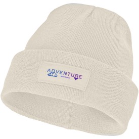 Boreas beanie - acryl - enkellaags - met patch-Sandstone