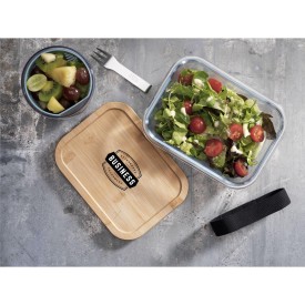 Borneo lunchbox - 0,8 L - bamboe/glas - sluitelastiek