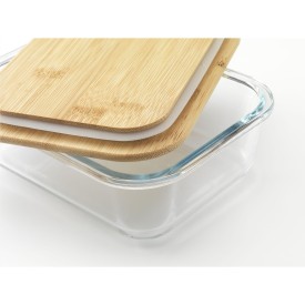 Borneo lunchbox - 0,8 L - bamboe/glas - sluitelastiek