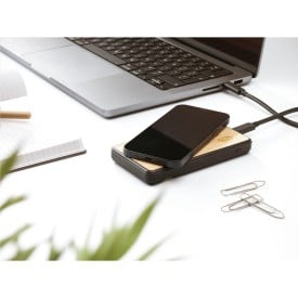 Boru powerbank - 10.000mAh - recycled ABS/bamboo - draadloos