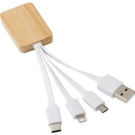 Brandan 3 in 1 oplaadkabel - bamboe