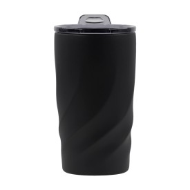 Brandcharger Vortex Calix Ceramica reisbeker 400ml - RVS - draaglus - lekvrije schroefdop-Zwart