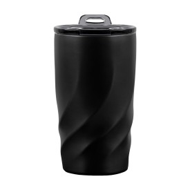 Brandcharger Vortex Calix reisbeker 400ml - RVS - draaglus - lekvrije schroekdeksel-Zwart