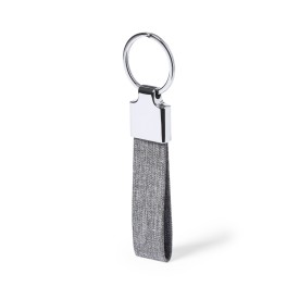 Branis rechthoek sleutelhanger - metaal - 8.7 cm - rPET polyester lint