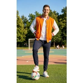 Brickstone Varsity jacket met borduring - oranje - katoen en polyester - 320 g/m2