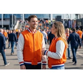 Brickstone Varsity jacket met borduring - oranje - katoen en polyester - 320 g/m2