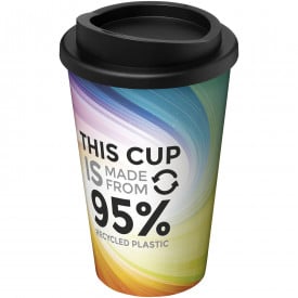 Brite-Americano® thermosbeker 350 ml - gerecycled kunststof - draaideksel - zwarte dop
