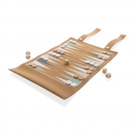 Britton spelset - kurk - backgammon en dammen - opvouwbaar
