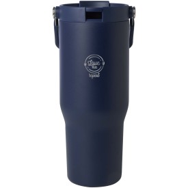 Bronx 900 ml RCS gecertificeerde, vacuüm geïsoleerde beker van gerecycled roestvrij staal en koper met deksel met dubbele functie-Navy