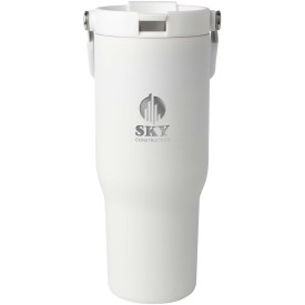 Bronx 900 ml RCS gecertificeerde, vacuüm geïsoleerde beker van gerecycled roestvrij staal en koper met deksel met dubbele functie-Wit