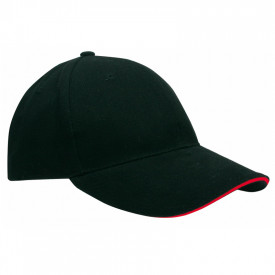 Brushed Twill Cap buckle-Zwart / Rood, #de2127-Borduring