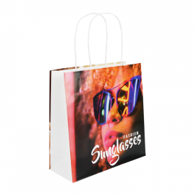 Papieren tas 140 g/m² - 24 x 9 x 24 cm - gelamineerd - all over bedrukt - gedraaid koord