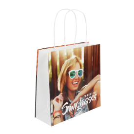 Papieren tas 140 g/m² - 24 x 9 x 24 cm - gelamineerd - all over bedrukt - gedraaid koord