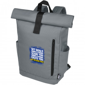 Byron 15,6" rugzak van GRS RPET met opgerolde bovenkant 18 L-Licht grijs