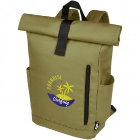 Byron 15,6" rugzak van GRS RPET met opgerolde bovenkant 18 L-Olijf groen