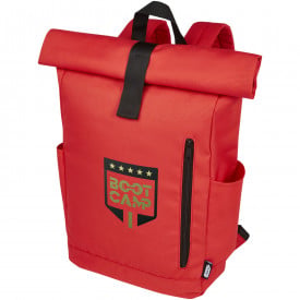 Byron 15,6" rugzak van GRS RPET met opgerolde bovenkant 18 L-Rood