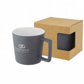 Cali keramische mok van 370 ml met matte afwerking-Wit, mat zwart