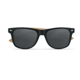 California touch zonnebril - kunststof met bamboe pootjes - gekleurd spiegelglas - UV400-Zwart