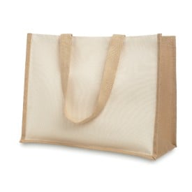 Boodschappentas - jute en canvas - 42 x 42 x 19 cm - 33,5 L
