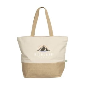 Cancun strandtas 30 L - jute/organisch katoen - 320 g/m² - Oeko-tex - ritssluiting