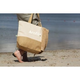Cancun strandtas 30 L - jute/organisch katoen - 320 g/m² - Oeko-tex - ritssluiting