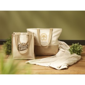 Cancun strandtas 30 L - jute/organisch katoen - 320 g/m² - Oeko-tex - ritssluiting