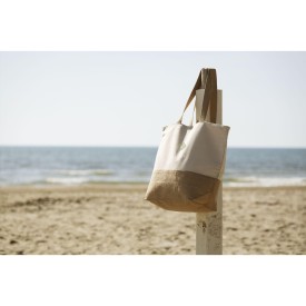Cancun strandtas 30 L - jute/organisch katoen - 320 g/m² - Oeko-tex - ritssluiting