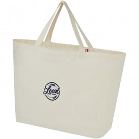 Cannes shopper - gerecycled canvas en rPET - 200g/m² - 43,5 x 38 x 18 cm - ecru - brede bodem