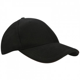 Canvas Sandwich Cap-Zwart, #000000-Borduring