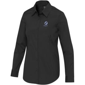 Carnelian poplin damesshirt-Zwart