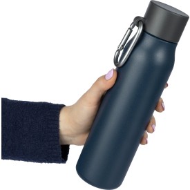Cassian thermosfles 600ml - gerecycled RVS - dubbelwandig - lekvrije dop - karabijnhaak - draaglus
