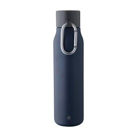 Cassian thermosfles 600ml - gerecycled RVS - dubbelwandig - lekvrije dop - karabijnhaak - draaglus