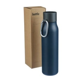 Cassian thermosfles 600ml - gerecycled RVS - dubbelwandig - lekvrije dop - karabijnhaak - draaglus