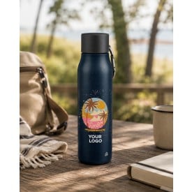 Cassian thermosfles 600ml - gerecycled RVS - dubbelwandig - lekvrije dop - karabijnhaak - draaglus