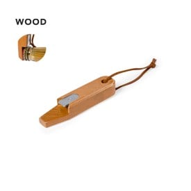 Cesaris flesopener - hout - met hangkoord