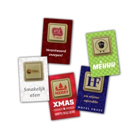 Visitekaartje met logo bonbon - praliné - eigen logo - 11g