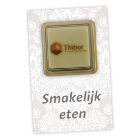 Visitekaartje met logo bonbon - praliné - eigen logo - 11g