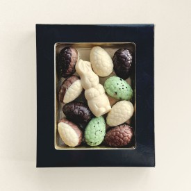 Choco eitjes & haasjes klein 144g-Melk, wit en puur