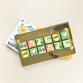 Chocoladeblokjes pasen - 132 gram - 12 stuks - melk en wit - geschenkdoos