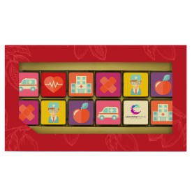 Chocolade giftbox - 12 blokjes - melk en wit - dag van de zorg - geschenkverpakking