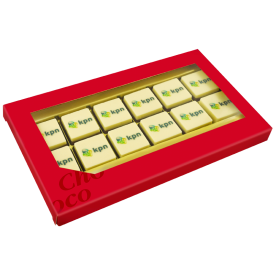 Chocoladeblokjes 12 - melk/wit - geschenkdoos - eigen logo - 132g