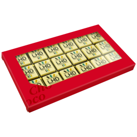 Chocoladeblokjes 18 - melk/wit - geschenkdoos - eigen logo - 198g