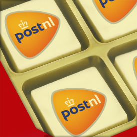 Chocoladeblokjes 4 - melk/wit - geschenkdoos - eigen logo - 42g