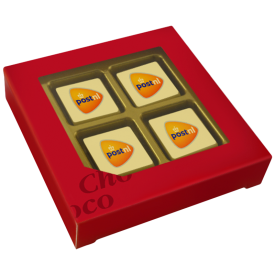 Chocoladeblokjes 4 - melk/wit - geschenkdoos - eigen logo - 42g