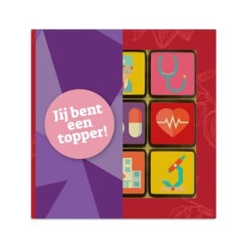 Chocolade giftbox Dag van de Zorg - 9 blokjes - gepersonaliseerde sleeve
