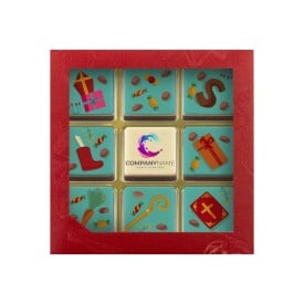 ChocoGiftbox 9 LogoBlok Sint+ logo-Melk, wit