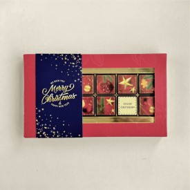 Chocolade Giftbox Kerst - 12 blokjes - met eigen logoblokje