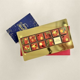 Chocolade Giftbox Kerst - 12 blokjes - met eigen logoblokje