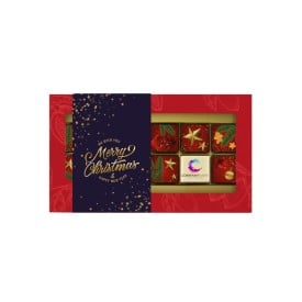 Chocolade Giftbox Kerst - 12 blokjes - met eigen logoblokje